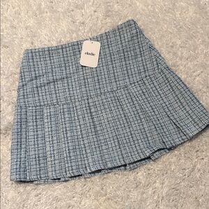 Elodie Light Blue tweed  Mini Skirt size medium NWT